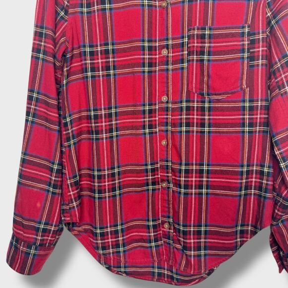 Abercrombie & Fitch Soft AF Flannel Shirt XS Red Plaid Button Down Cozy - Picture 5 of 6